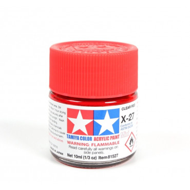 TINTA ACRÍLICA MINI X-27 VERMELHO CLARO 10ML TAMIYA TAM 81527